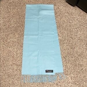 100% cashmere made in Scotland baby Blue Scarf with Fringe
